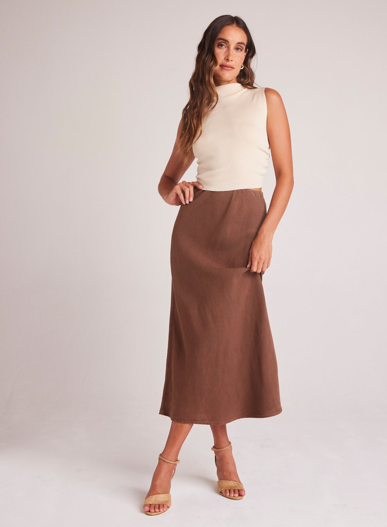 Summer Styling with Brown Midi Skirt