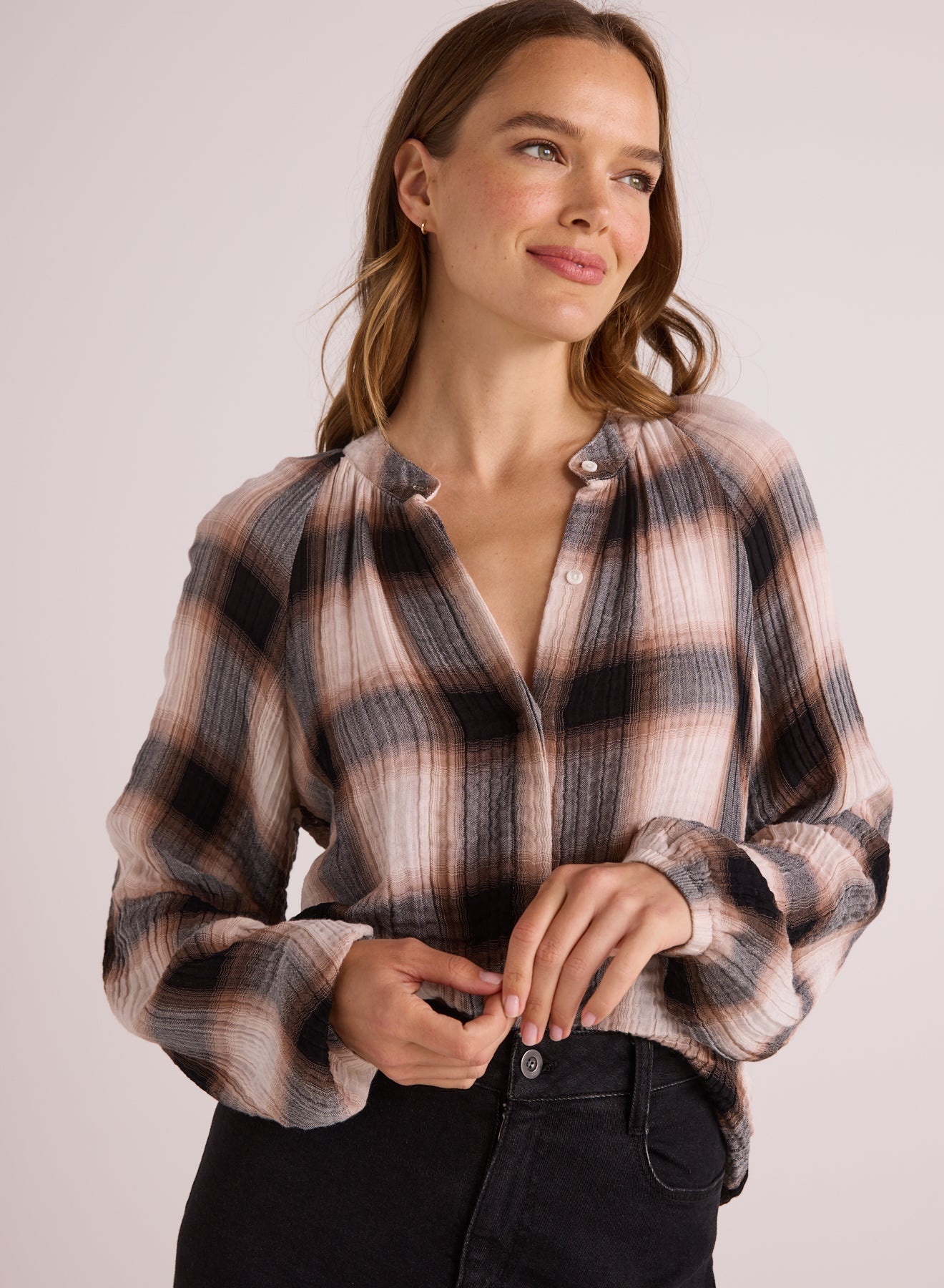 Bella Dahl store Plaid Buttonup