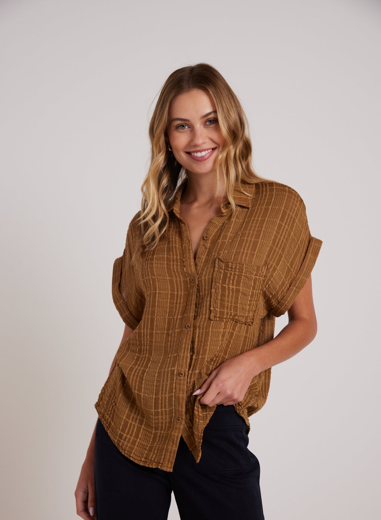 Bella Dahl Plaid hot Buttonup