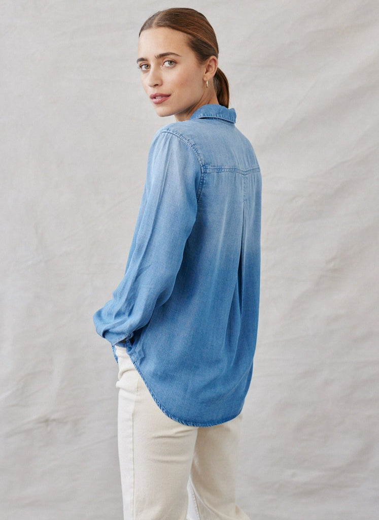 Long Sleeve Classic Button Down Medium Ombre Wash