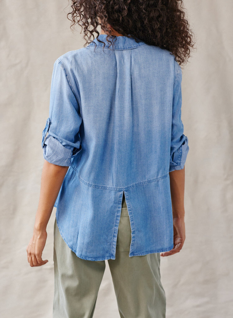 Split Back Button Down Medium Ombre Wash