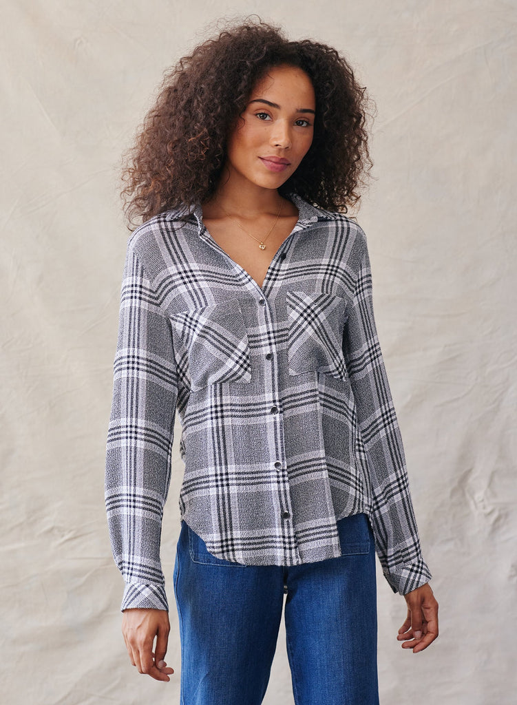 Two Pocket Shirt Houndstooth Plaid Bella Dahl Bella Dahl