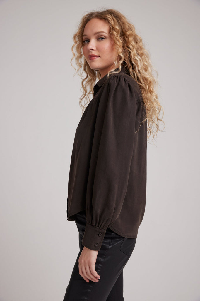 Pin Tucked Button Down Quartz Brown