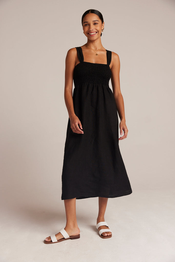 SMOCKED BODICE MIDI DRESS BLK Bella Dahl Bella Dahl