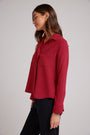 Split Back Button Down - Ruby Red