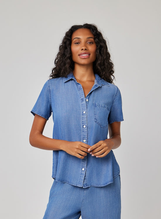 Short Sleeve Pocket Button Down - Moonlit Haze Wash