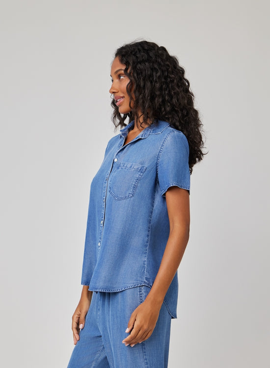 Short Sleeve Pocket Button Down - Moonlit Haze Wash