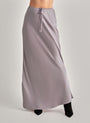 Bias Satin Skirt with Tie - Glacier Grey