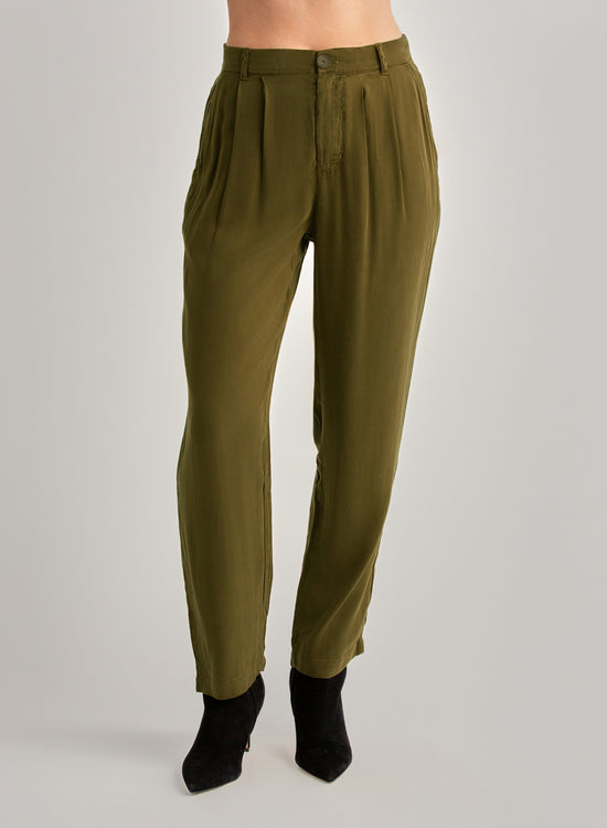 Pleat Front Trouser - Autumn Olive