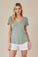 Side Slit V-Neck Tee - Olive Grove