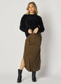 Bella DahlAsymmetric Side Slit Bias Skirt - Autumn OliveBottoms