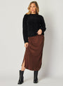 Bella DahlAsymmetric Side Slit Bias Skirt - Mahogany BrownBottoms