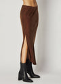 Bella DahlAsymmetric Side Slit Bias Skirt - Mahogany BrownBottoms