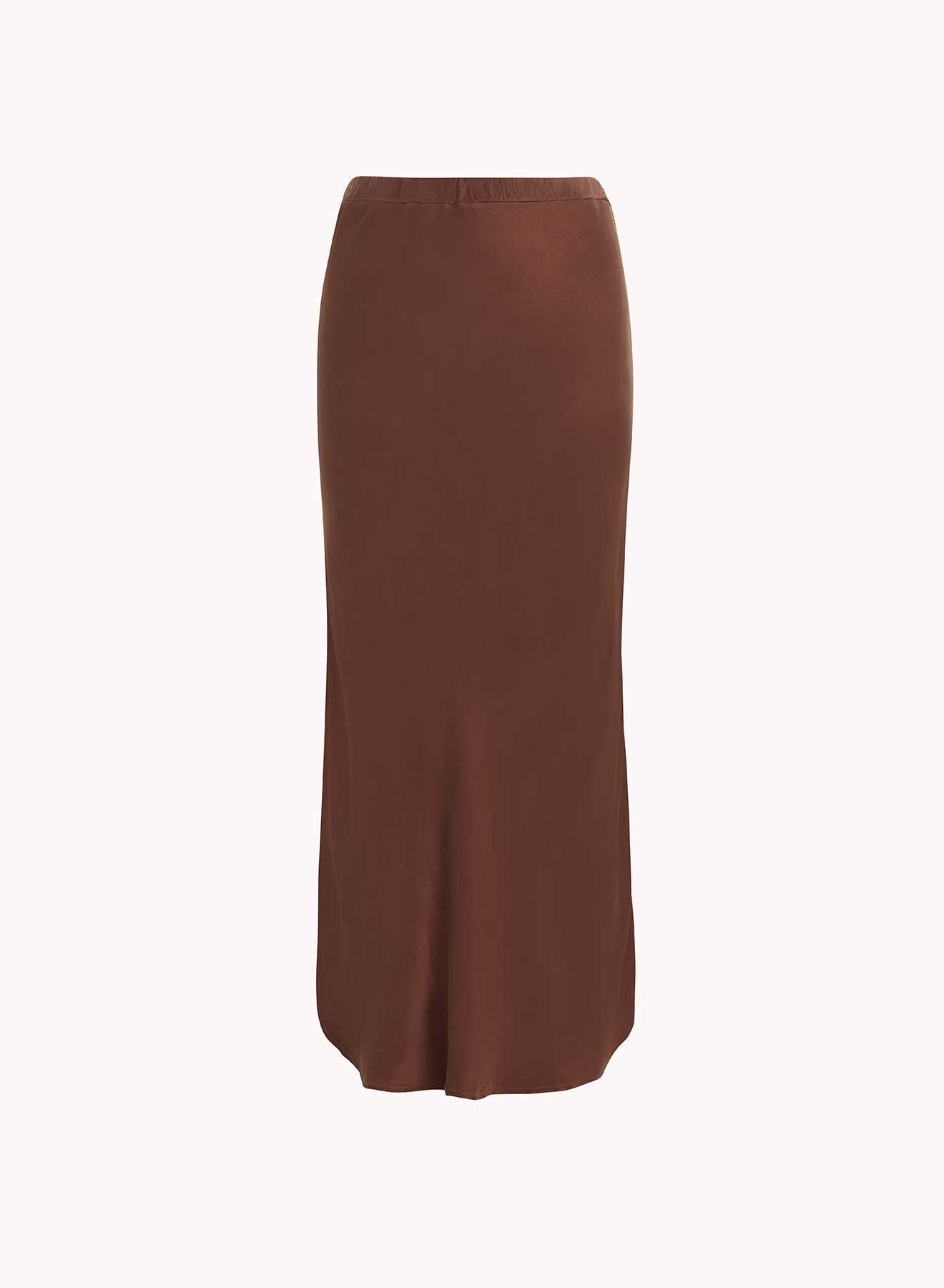 Bella DahlAsymmetric Side Slit Bias Skirt - Mahogany BrownBottoms