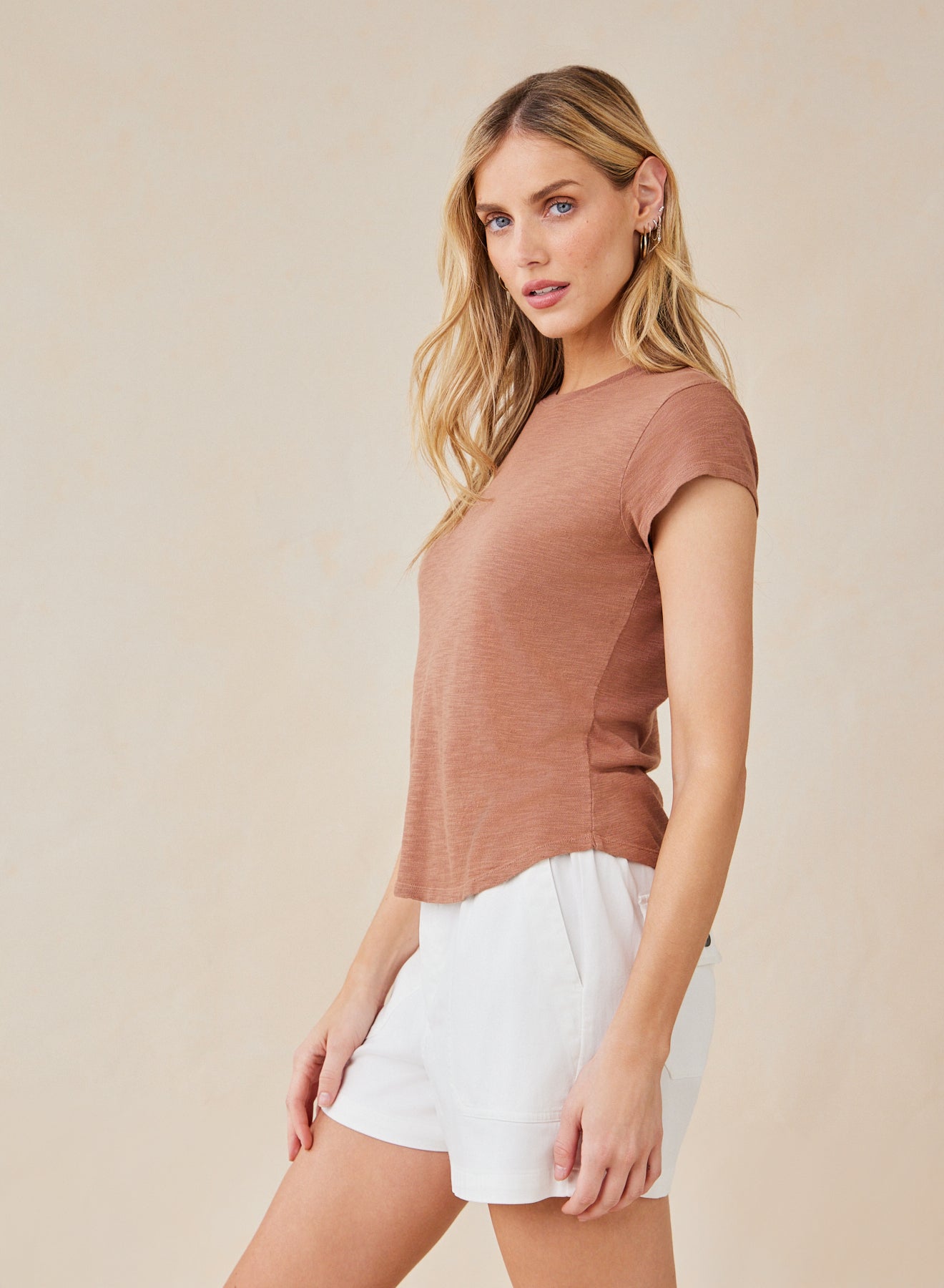 Bella DahlBaby Crew Tee - Terracotta BrownTops