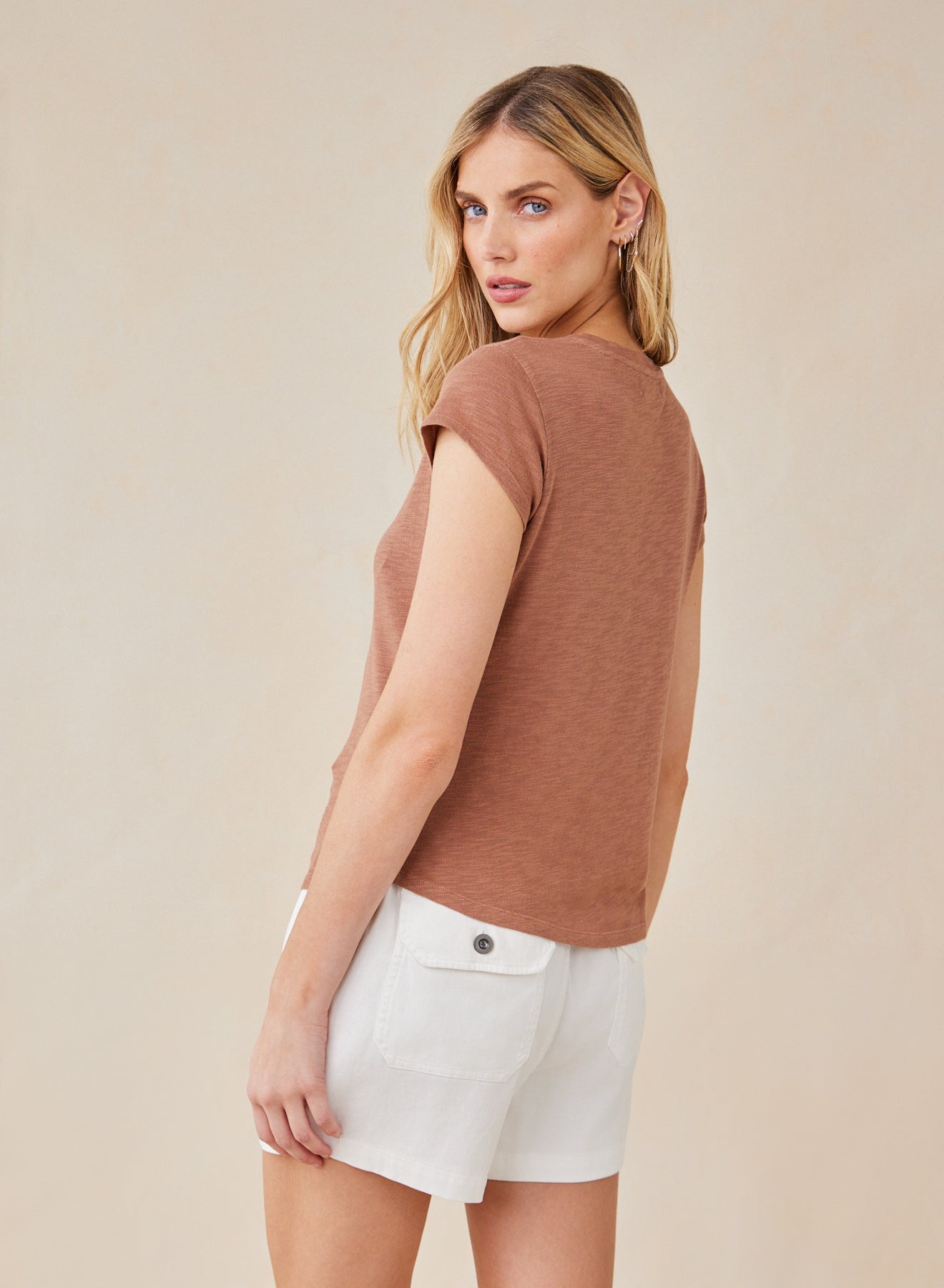 Bella DahlBaby Crew Tee - Terracotta BrownTops