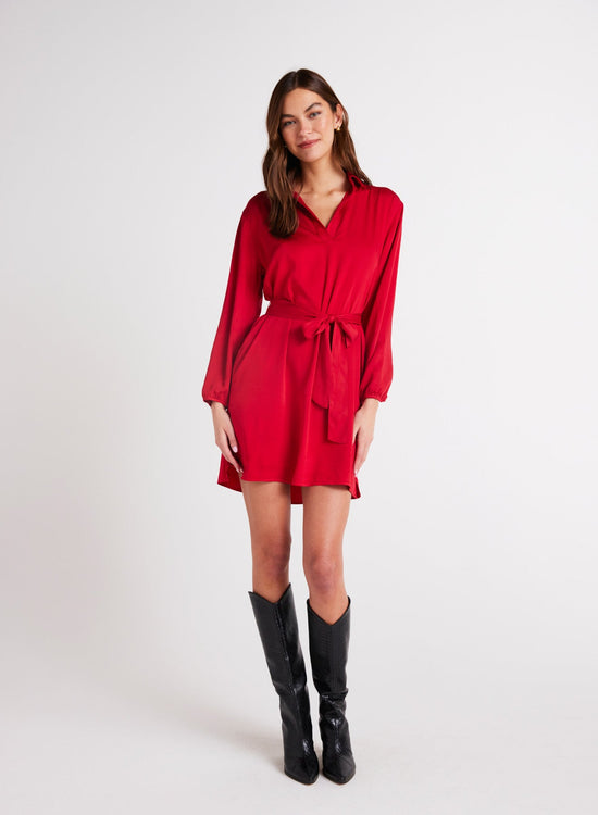 Bella DahlBelted Pullover Shirt Dress - Cherry RedDresses