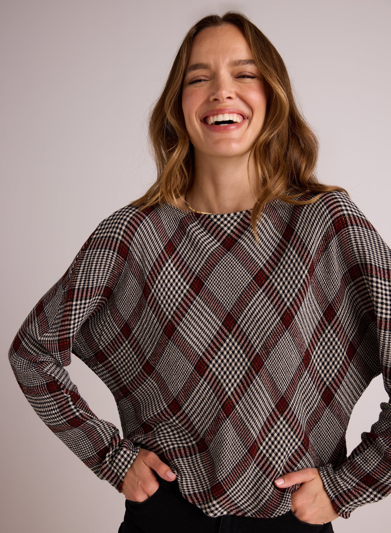 Bella DahlBias Dolman Sleeve Top - Winter Glen PlaidTops