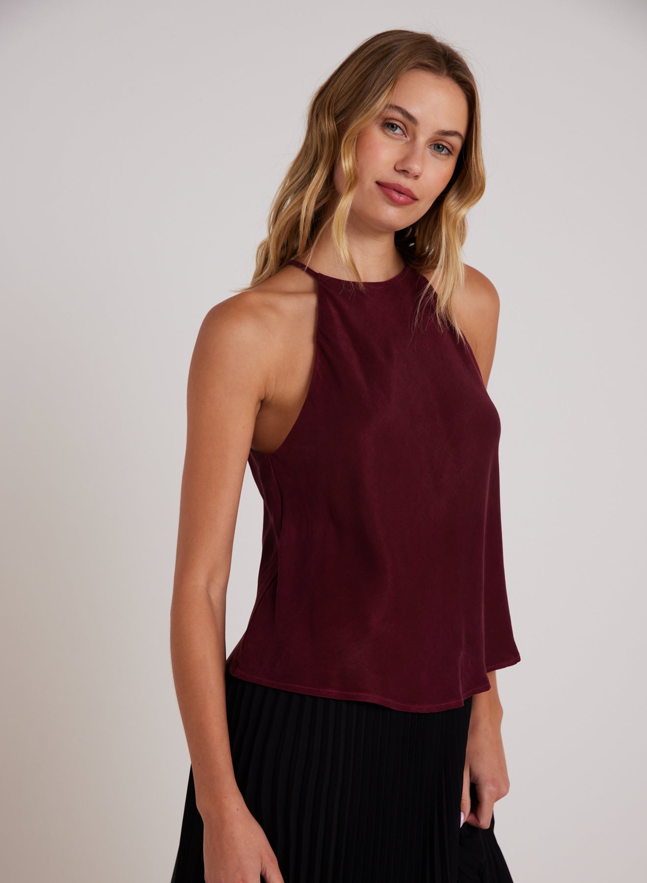 Bella DahlBias Halter Top - Deep PlumTops