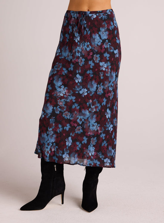 Bella DahlBias Midi Skirt with Tie - Berry Bloom PrintBottoms