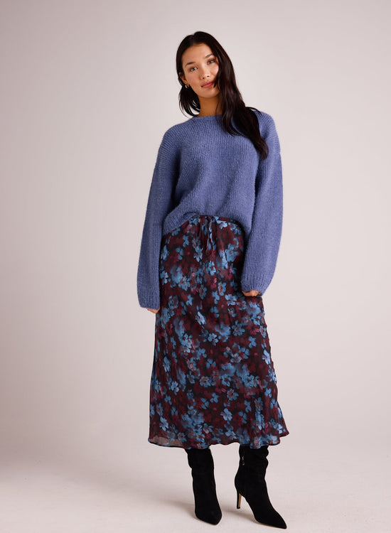 Bella DahlBias Midi Skirt with Tie - Berry Bloom PrintBottoms