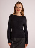 Bella DahlBoatneck Long Sleeve Sweater - Black with MetallicSweaters