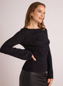 Bella DahlBoatneck Long Sleeve Sweater - Black with MetallicSweaters