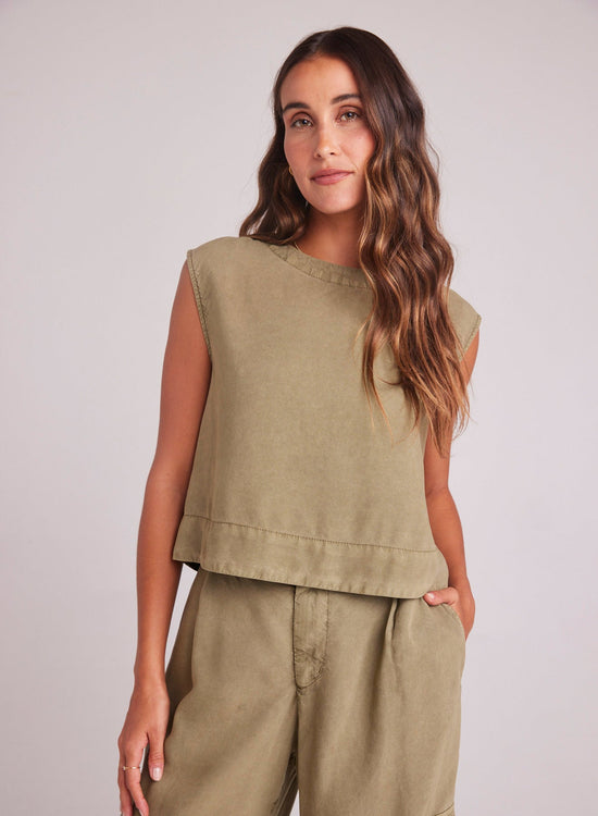 Bella DahlBoxy Button Back Top - French OliveTops