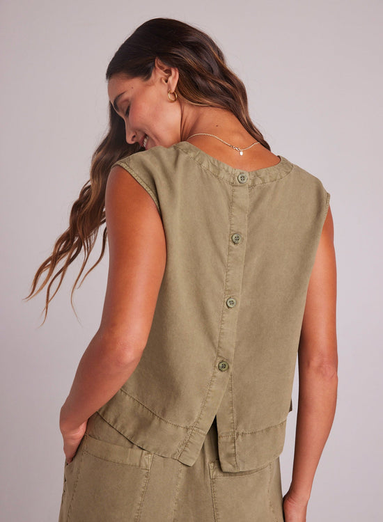 Bella DahlBoxy Button Back Top - French OliveTops