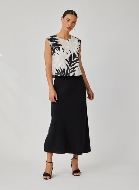 Bella Dahl Boxy Button Back Top - Maui Palm PrintTops