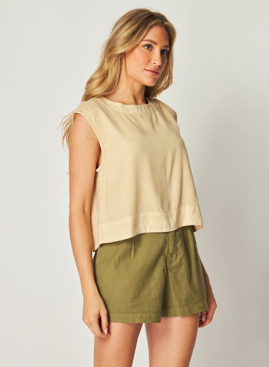 Bella DahlBoxy Button Back Top - Summer KhakiTops