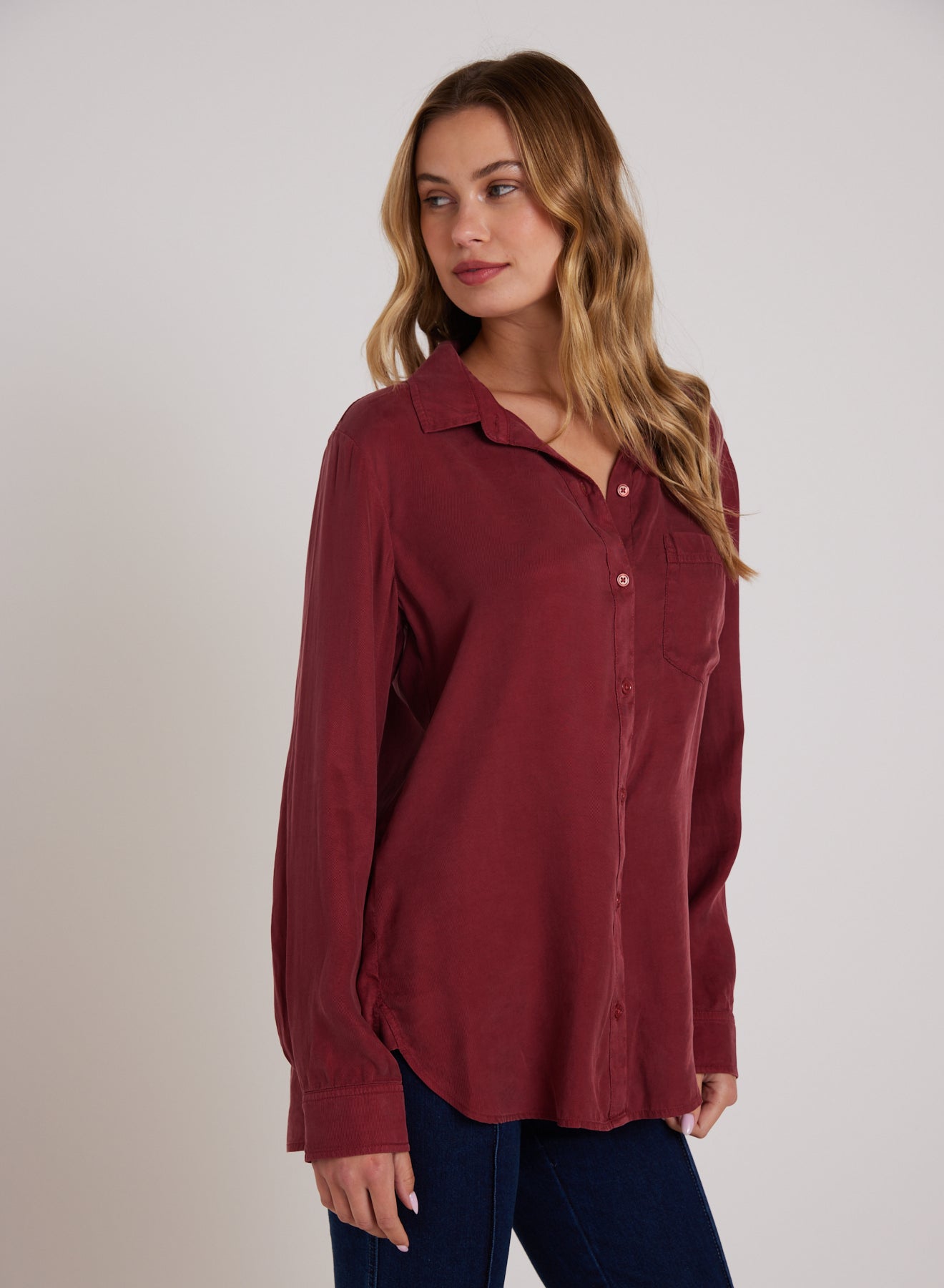 Bella DahlBoyfriend Shirt - Sweet MerlotTops