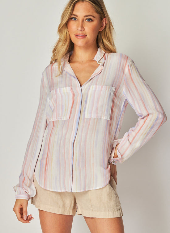 Bella DahlButton Down Hipster - Sunrise Stripe PrintTops