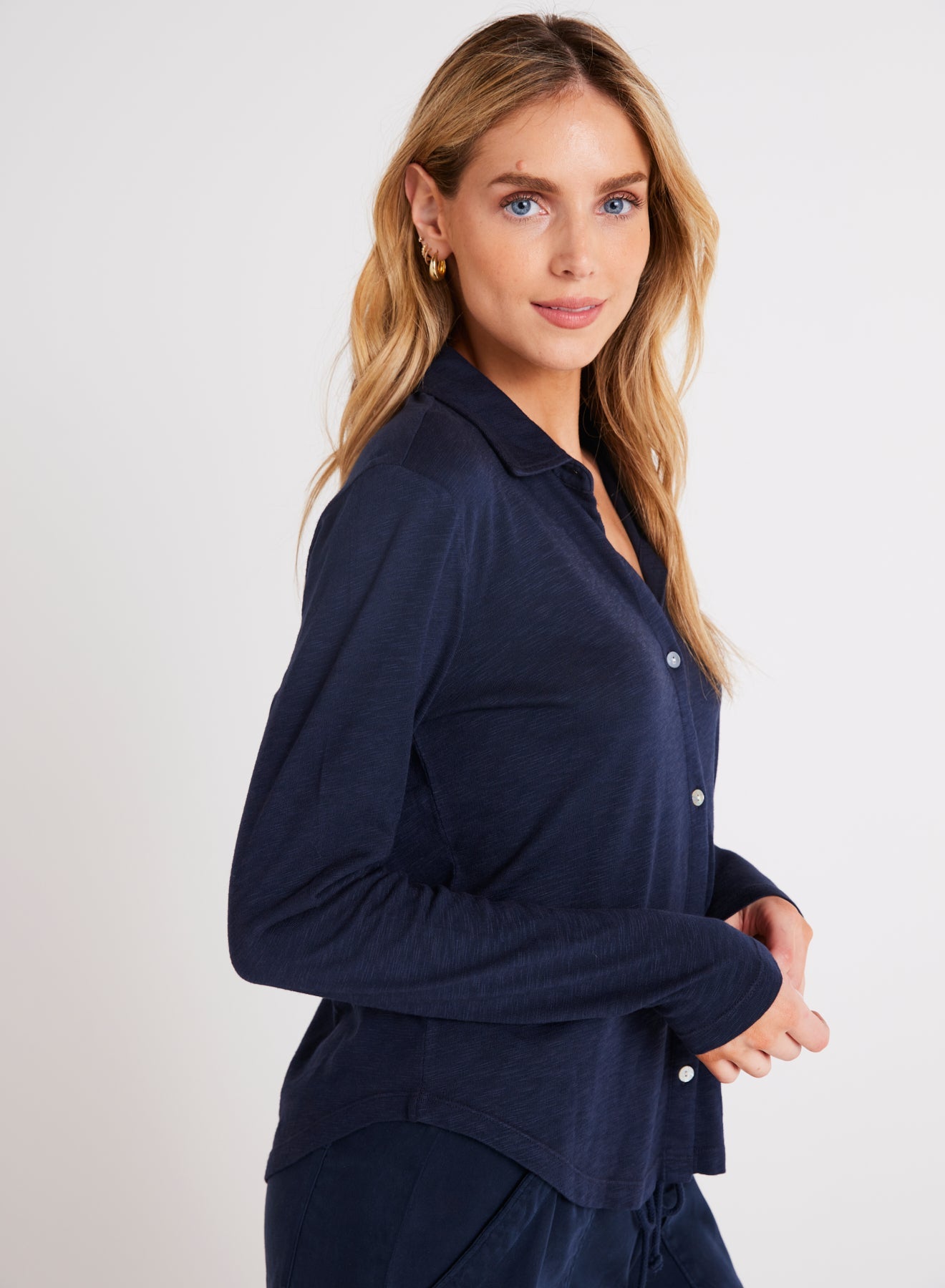 Bella DahlButton Down Knit Top - Endless SeaTops