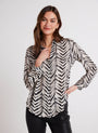 Bella DahlButton Down Shirt - Batik Chevron PrintTops