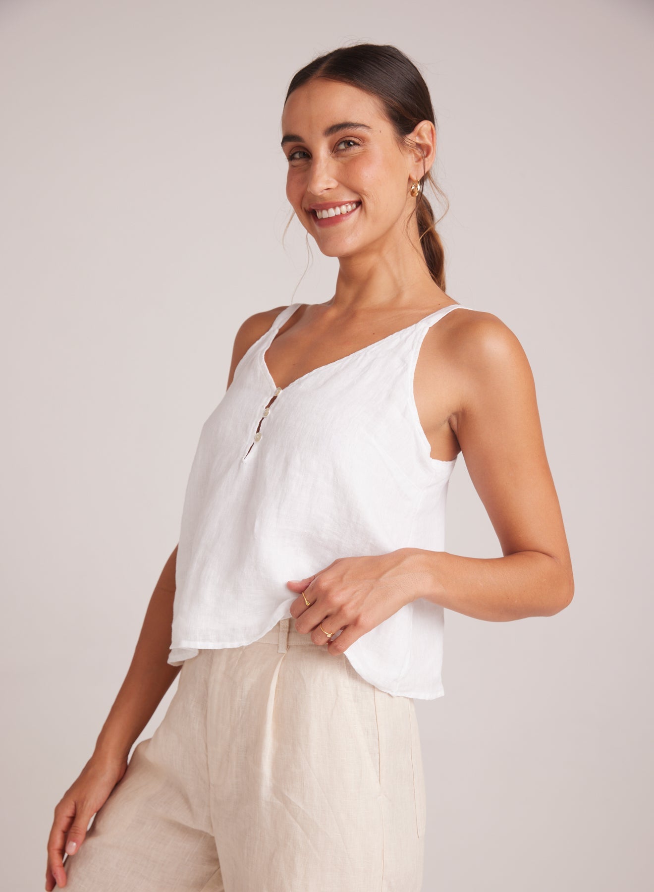 Bella DahlButton Front Cami - WhiteTops