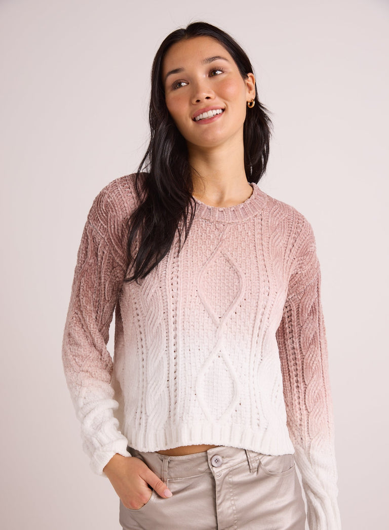 Bella DahlCable Crew Neck Sweater - Mocha Ombre DyeSweaters