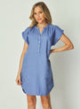 Bella DahlCap Sleeve Henley Dress - Bahia BlueDresses