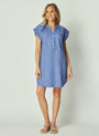 Bella DahlCap Sleeve Henley Dress - Bahia BlueDresses