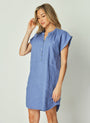 Bella DahlCap Sleeve Henley Dress - Bahia BlueDresses