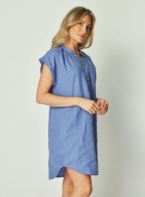 Bella DahlCap Sleeve Henley Dress - Bahia BlueDresses