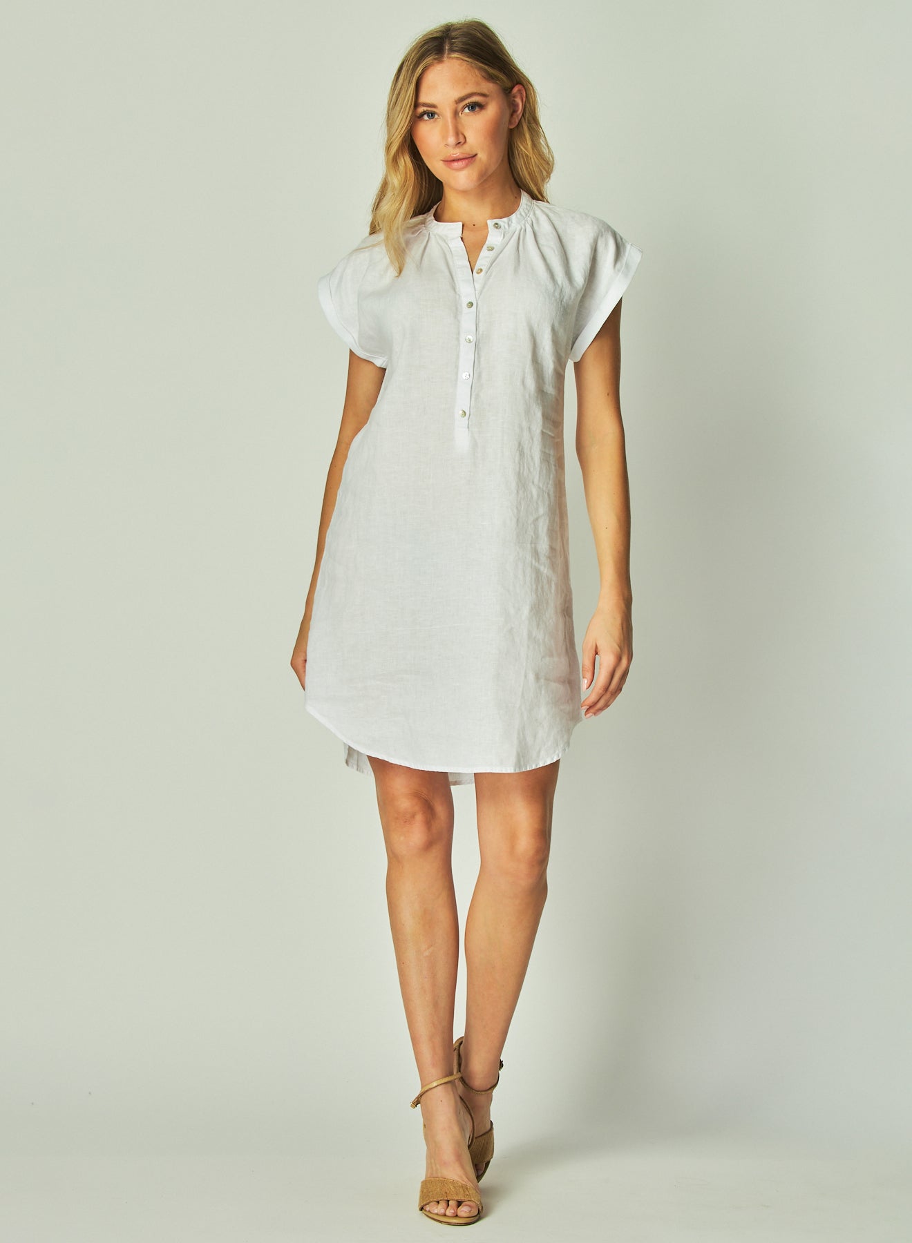 Bella DahlCap Sleeve Henley Dress - WhiteDresses