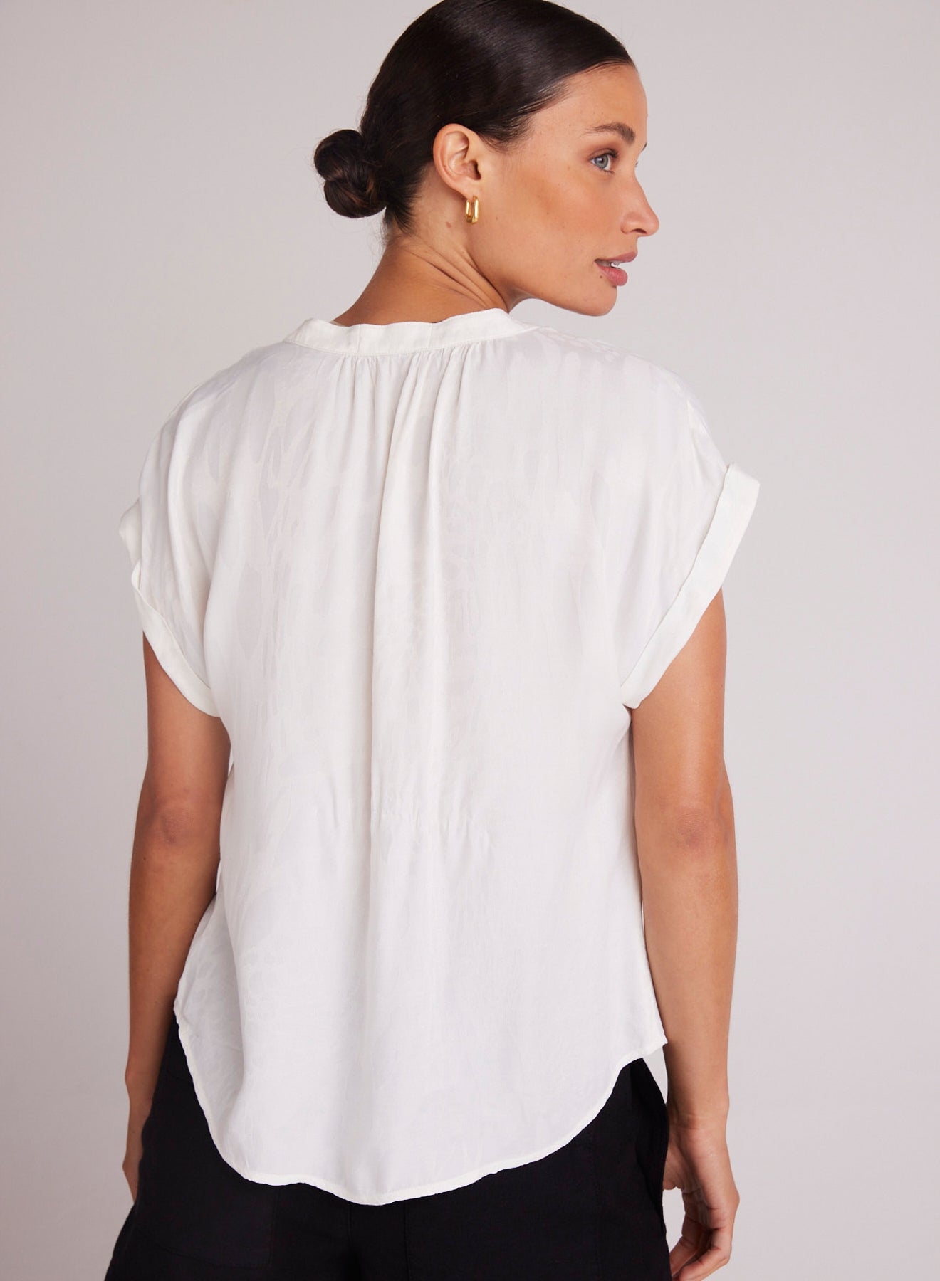 Bella Dahl Half Placket Cap Sleeve Top White White M