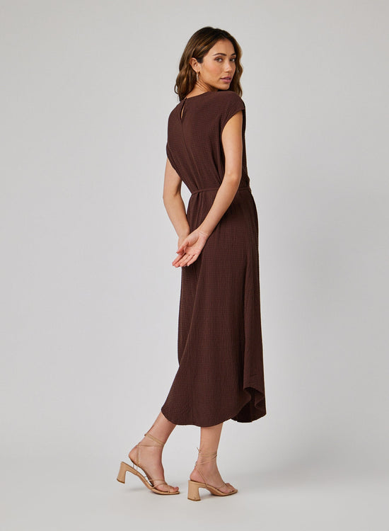 Bella DahlCap Sleeve Midi Dress - Chicory BrownDresses