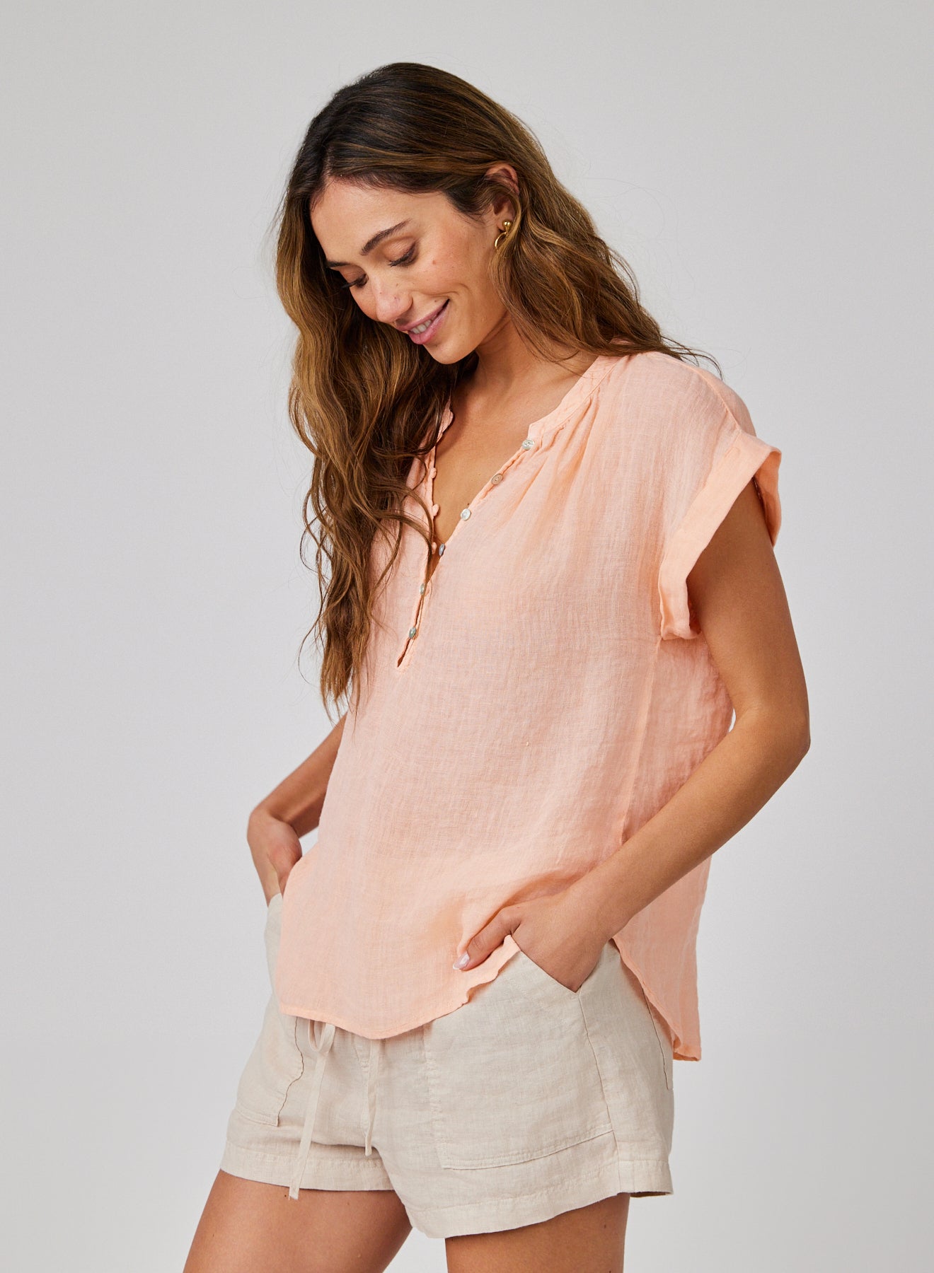 Bella DahlCap Sleeve Pullover - Peach FizzTops