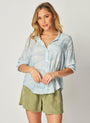 Bella DahlCapri Button Down Shirt - Waves Camo PrintTops