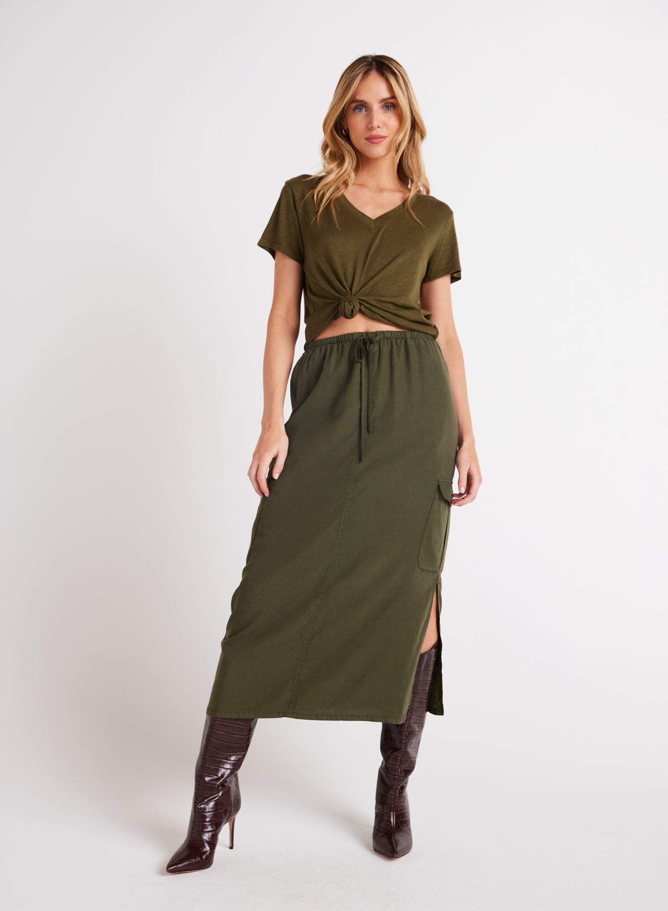 Bella DahlCargo Midi Skirt - Italian HerbBottoms