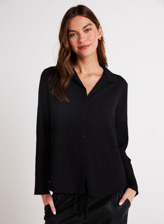 Bella DahlClean Button Front Shirt - BlackTops