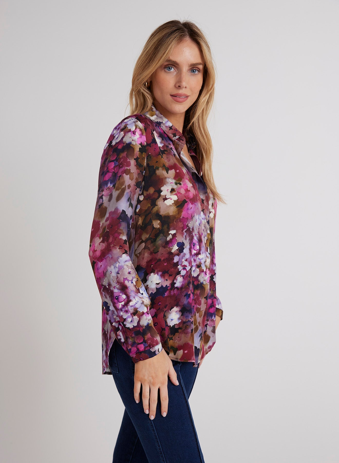 Bella DahlClean Front Hipster Shirt - Twilight Fleur PrintTops