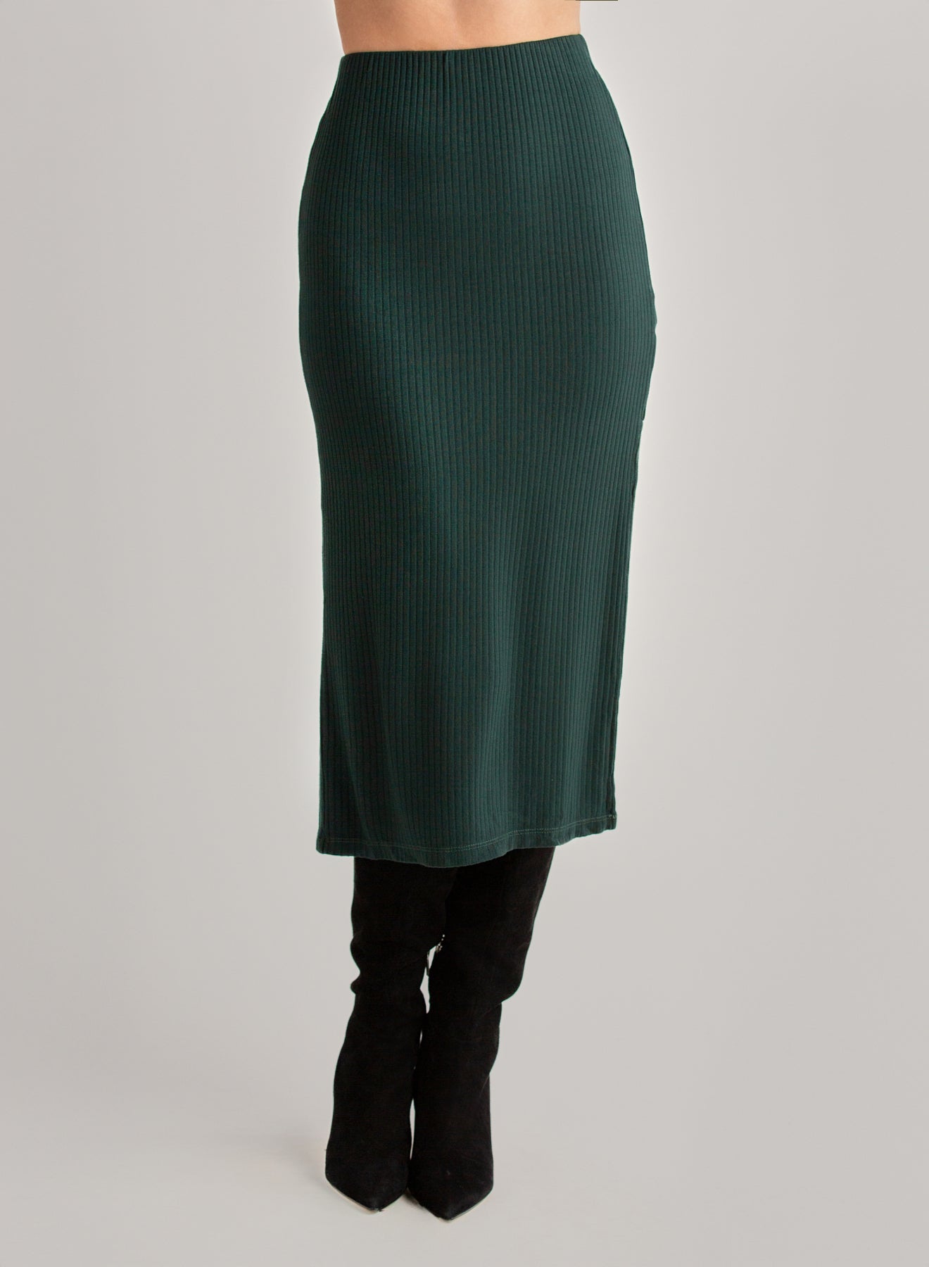 Bella DahlClean Waist Knit Skirt with Side Slit - Dark HunterBottoms